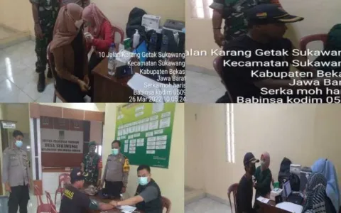 Babinsa Desa Sukawangi Koramil 10 Sukatani, Dukung Vaksinasi Bagi Masyarakat