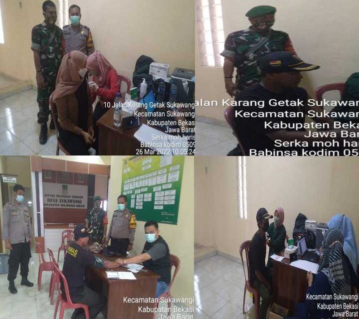 Babinsa Desa Sukawangi Koramil 10 Sukatani, Dukung Vaksinasi Bagi Masyarakat