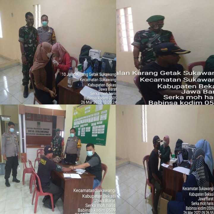 Babinsa Desa Sukawangi Koramil 10 Sukatani, Dukung Vaksinasi Bagi Masyarakat