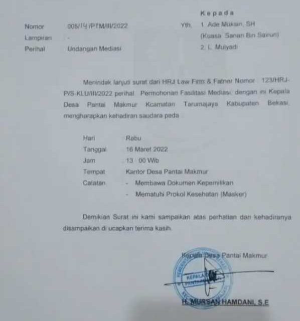 Pemerintah Desa Pantai Makmur Fasilitasi Mediasi Konflik Shm Dan Girik