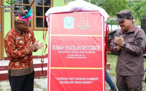 KEREN…Peresmian Rumah Restorative Justice di Karyendi Biak Numfor