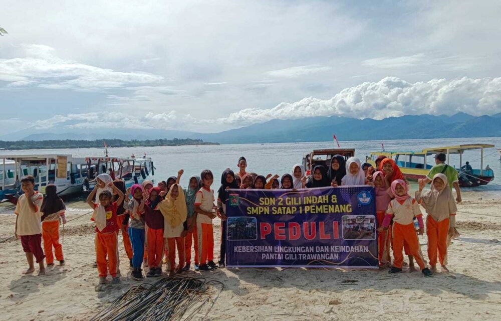 Siswa Sd Dan Smp Satap Gili Trawangan Gelar Bersih Lingkungan Pantai