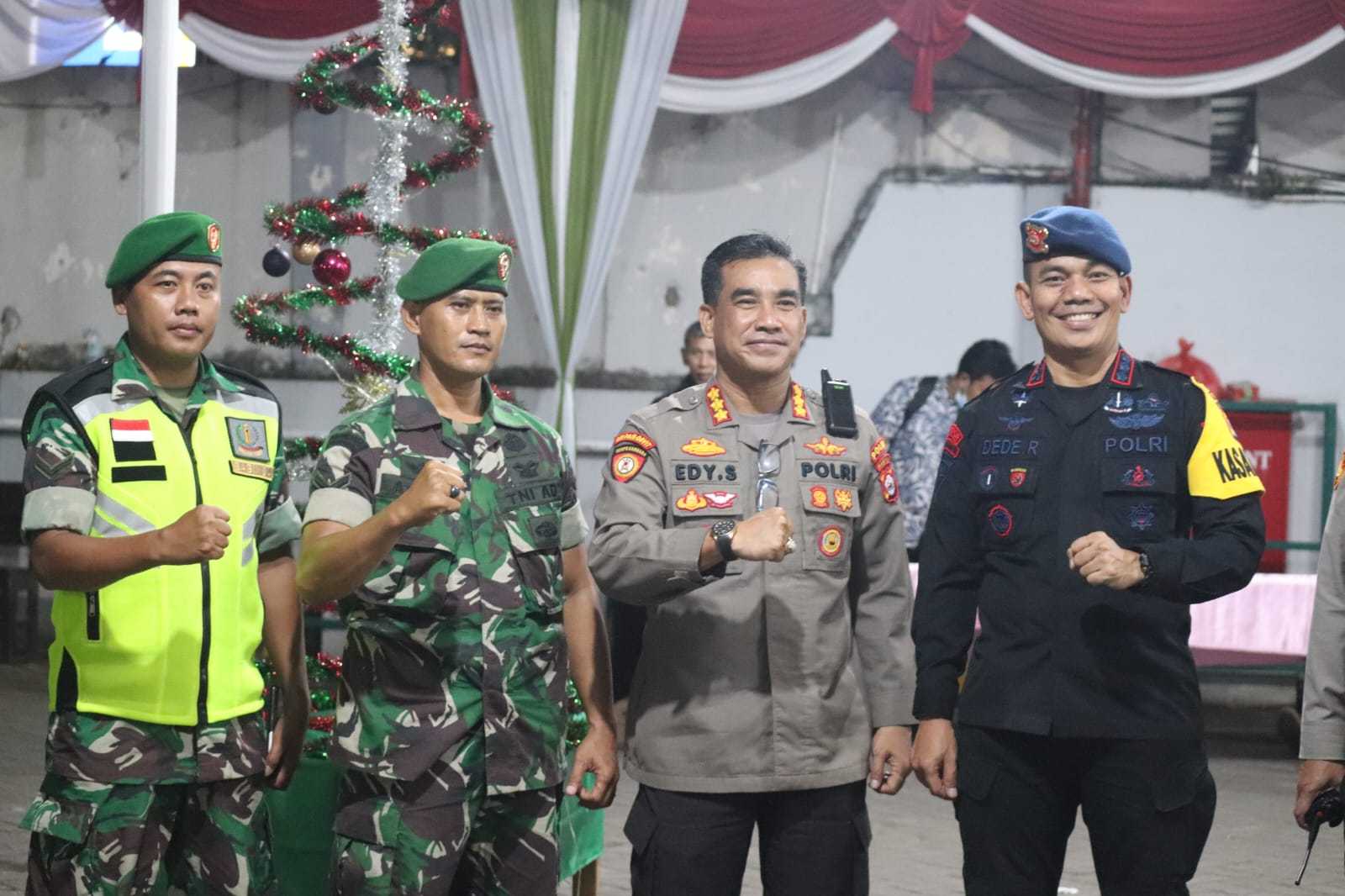 Bersama Forkopimda, Dansat Brimob Polda Banten Tinjau Pelaksanaan Ibadah Malam Natal Di Gereja