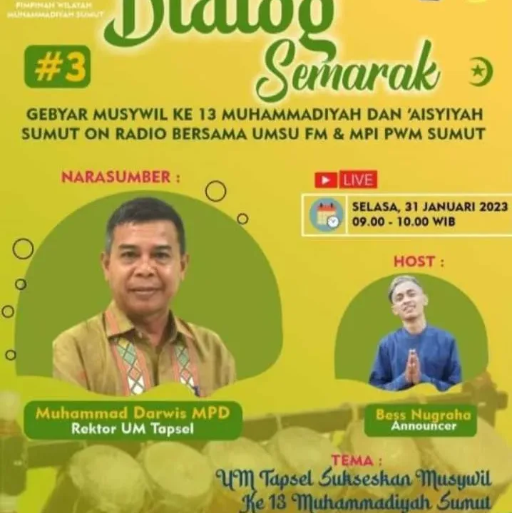 Radio (Komersial) UMSU. Akan Siarkan Langsung  Muswil Ke-13 Muhammadiyah-Aisyiyah 