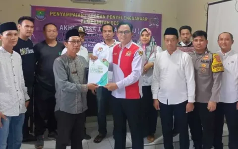SAH! Kades Kramat Pakuhaji Serahkan LPPD Akhir Masa Jabatan Periode 2018-2023