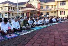 Polres Lebak Gelar Sholat Ied Dan Pemotongan Hewan Qurban Di Mapolres Lebak