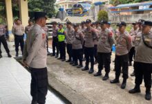 Polres Lebak Laksanakan Apel Persiapan Pengamanan Aksi Unras Di Dinas Pertanian Lebak