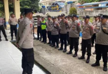 Polres Lebak Laksanakan Apel Persiapan Pengamanan Aksi Unras di Dinas Pertanian Lebak