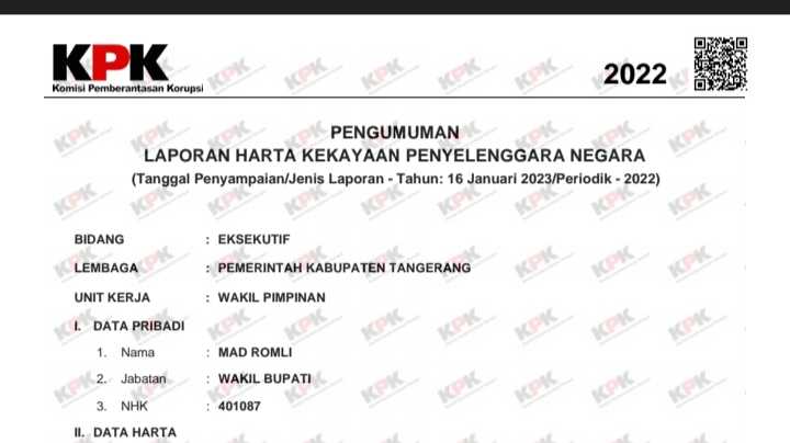 Fantastis, Harta Wakil Bupati Tangerang Melonjak Capai 108 Miliar