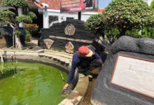 Warga Binaan Lapas Cirebon Gotong Royong Bersihkan Kolam Ikan Sekitar Lapas