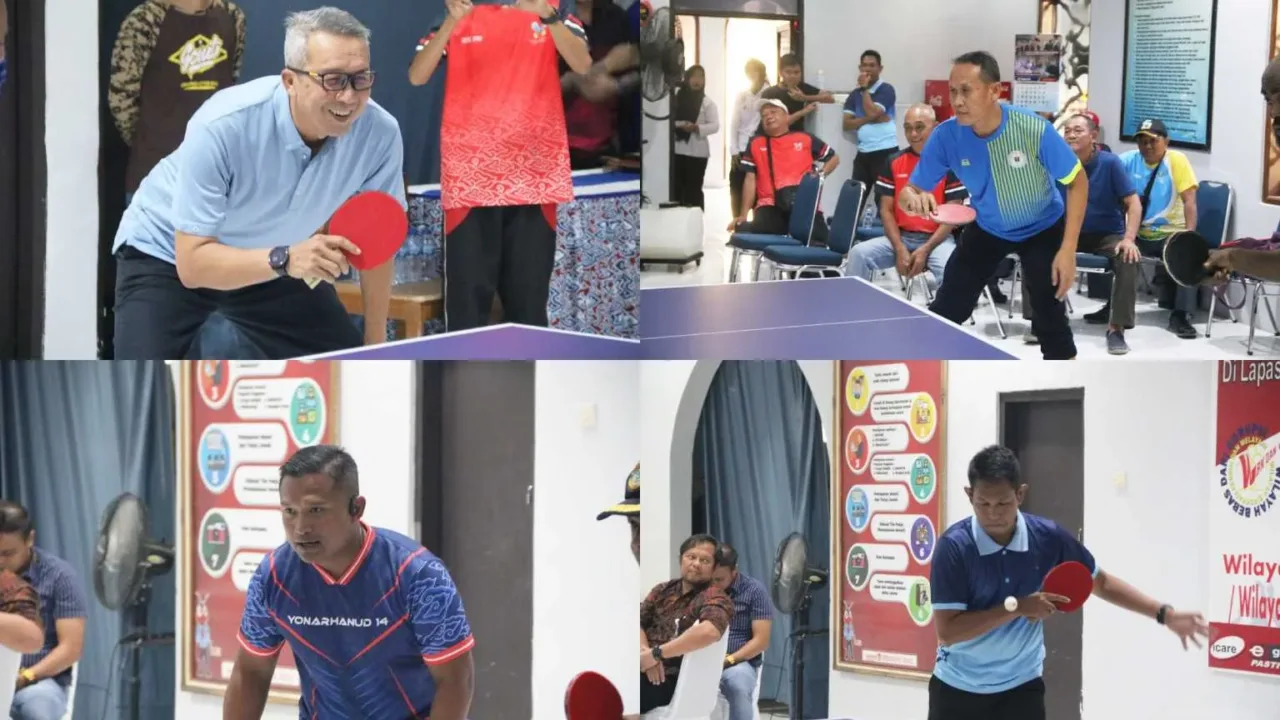 Lapas Cirebon Gelar Pertandingan Friendly Match Tenis Meja Bersama Forkopimda
