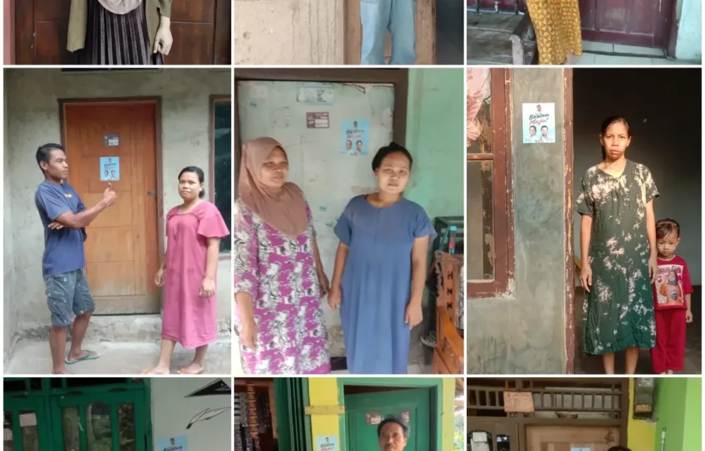 Pastikan Menang, Relawan Terus Pasang Stiker Andra Soni Ke Rumah Warga