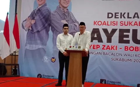 Yakin Menang. Koalisi Sukabumi Maju Deklarasi Usung Ayep Zaki dan Bobby Maulana Maju Pilwalkot Sukabumi