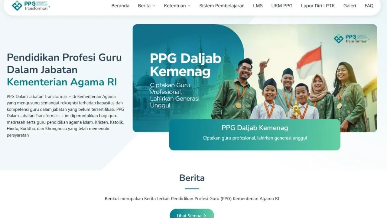 Laman khusus dengan tautan https://ppg.kemenag.go.id/.
