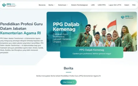 Laman khusus dengan tautan https://ppg.kemenag.go.id/.