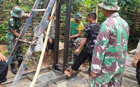 Wujudkan Mimpi, Satgas TMMD ke 123 Kodim 0603 Lebak Membuat Sumur Bor Warga