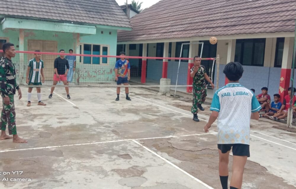Guyub Bareng Warga, Satgas Tmmd Ke 123 Kodim 0603 Lebak Olah Raga Takraw
