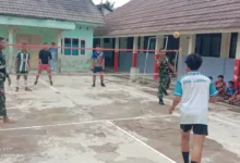Guyub Bareng Warga, Satgas TMMD ke 123 Kodim 0603 Lebak Olah Raga Takraw