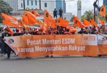 Presiden Partai Buruh Said Iqbal, Di Sela-Sela Aksi Demonstrasi Di Depan Kantor Esdm, Jalan Mh Thamrin, Jakarta Pusat, Rabu, 5 Februari 2025.