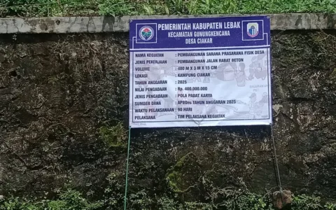 Pembangunan Rabat Beton Desa Ciakar Gunung Kencana Diduga Disubkan dan Tidak Sesuai Standar