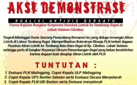 Aktivis Desak Oknum Pejabat PLN, Buntut Kematian Penambang Batu Bara Ilegal di Lebak