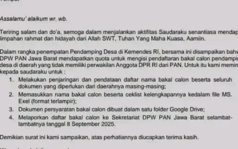 Diduga Jadi Jalur Titipan Parpol, Muncul Beredar Surat Internal PAN Jabar