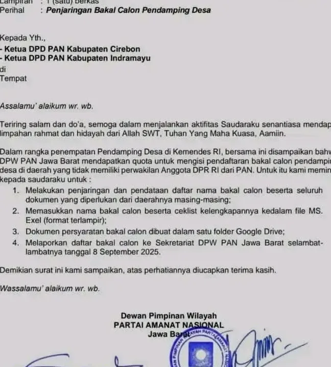 Diduga Jadi Jalur Titipan Parpol, Muncul Beredar Surat Internal PAN Jabar
