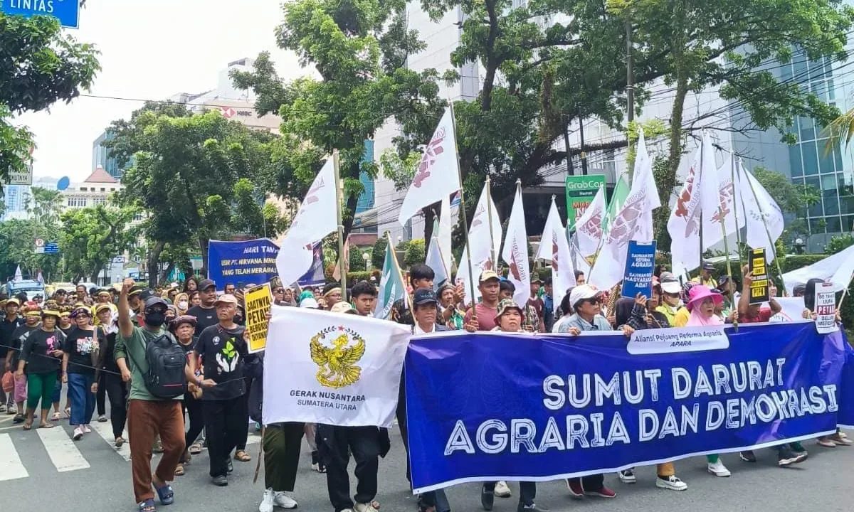 Petani Gelar Aksi di Kantor Gubernur Sumut, Tuntut Penyelesaian Konflik Agraria