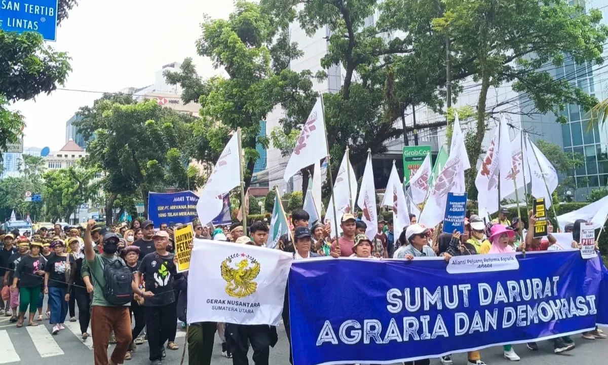 Ribuan Petani Geruduk Kantor Gubernur Sumut, Gubernur dan Wakil Gubernur Tak Temui Massa