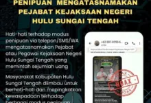 Waspada! Ada Oknum Penipuan Mengatasnamakan Pejabat Kejari Hulu Sungai Tengah