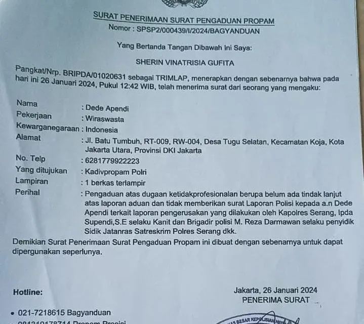 Kasus Dede Apendi: Hukum Di Polres Serang Harus Bicara Jelas