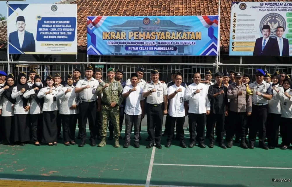 Babinsa Koramil 0101/Pandeglang Hadiri Apel Ikrar Zero Halinar Di Rutan Kelas Iib Pandeglang